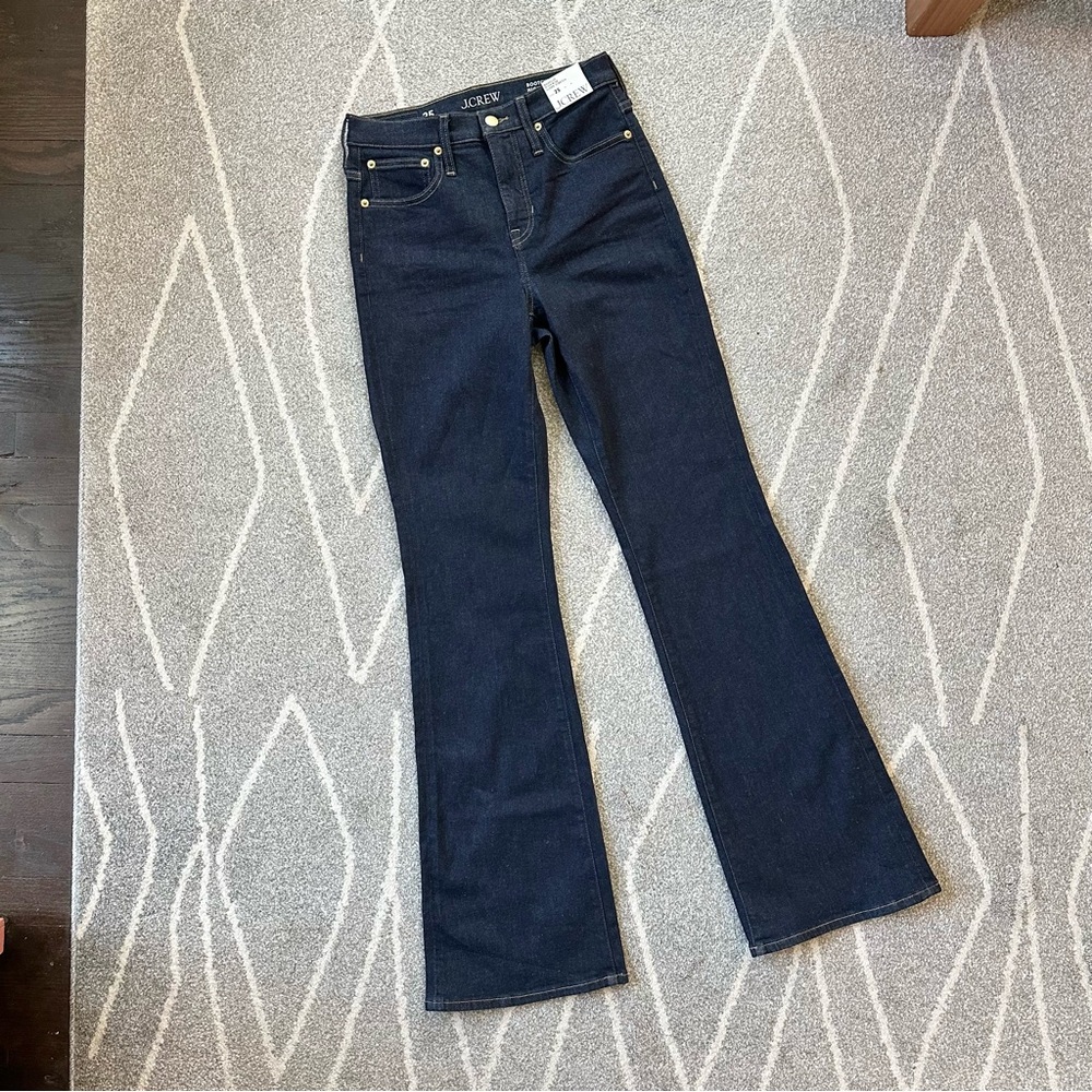 J. Crew Dark Wash High Rise Bootcut Super Stretch Jeans NWT